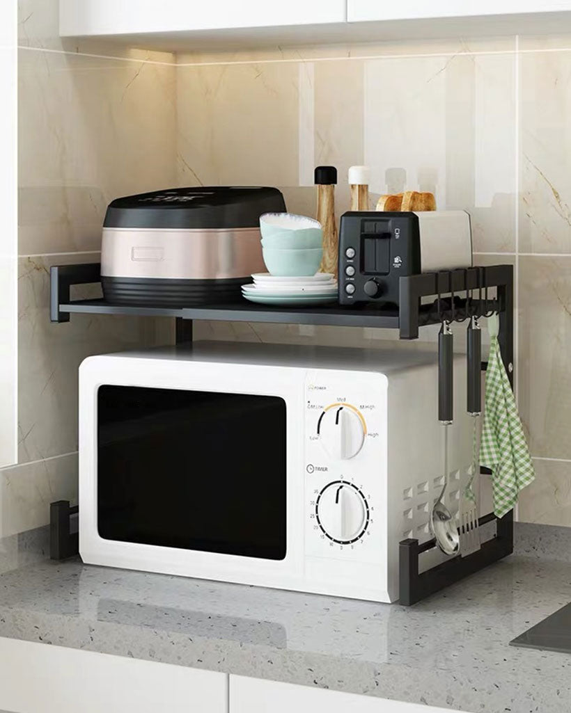 Kitidy Two-tier, Carbon Steel, Expandable Microwave Rack - Storage ...